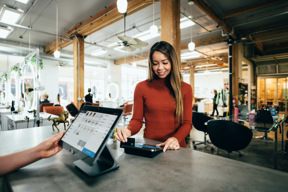 Customer paying for goods in a store